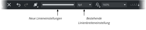 Neue Linieneinstellungen   Bestehende Linienbreiteneinstellung