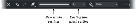 New stroke settings  Existing line width setting