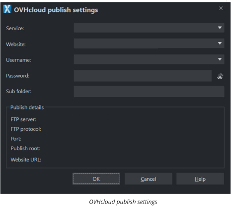 OVHcloud publish settings