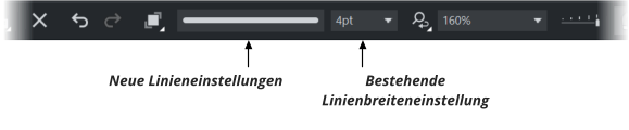 Neue Linieneinstellungen   Bestehende Linienbreiteneinstellung