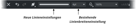 Neue Linieneinstellungen   Bestehende Linienbreiteneinstellung