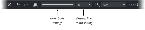 New stroke settings  Existing line width setting