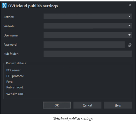 OVHcloud publish settings