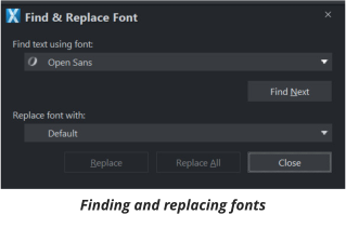 Finding and replacing fonts