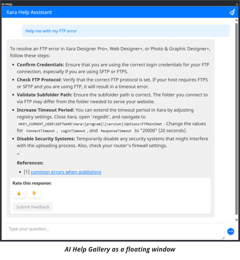 AI Help Gallery as a floating window