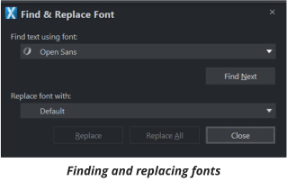 Finding and replacing fonts